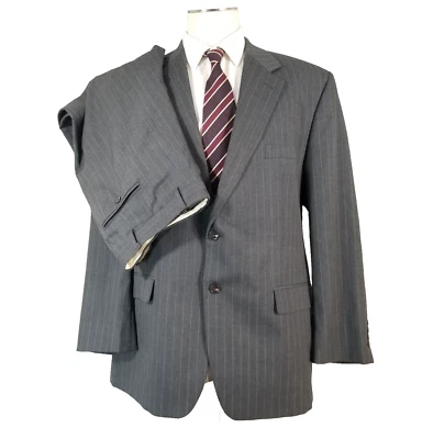 Chaps Suit Men's 46R Gray Pinstripe Wool Luxury Pants 38x31 - Image 1 of 4