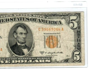 $5 "UNITED STATES NOTE" 1953 (ALTERED) $5 1953 (YELLOW) UNITED STATES NOTE - Picture 1 of 3