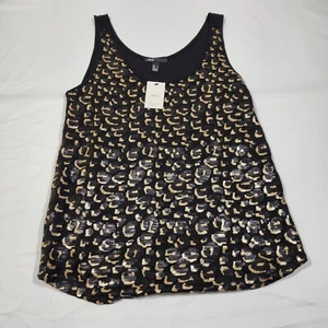 MNG by Mango Women Casual Black Tank Top Geometric Sequins S NWT - Picture 1 of 9