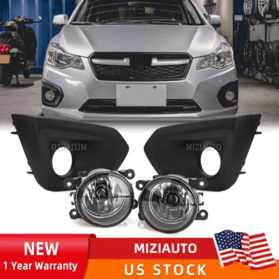 Pair For 2012-2014 Subaru Impreza Front Bumper Fog Lights Lamps w/ Cover Bezel - Image 1 of 4