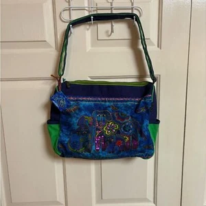 VTG Y2K 90’s LAUREL BURCH Medium Canvas Purse Tote Hobo Bag Handbag Dog - Picture 1 of 5