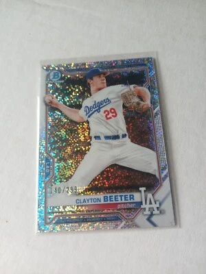 Clayton Beeter 2021 Bowman Chrome ROOKIE Speckle Refractor /299 DODGERS - Image 1 of 2