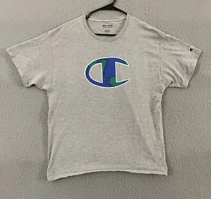 Champion Shirt Mens Large Gray Earth Logo Short Sleeve Cotton Polyester - Picture 1 of 9