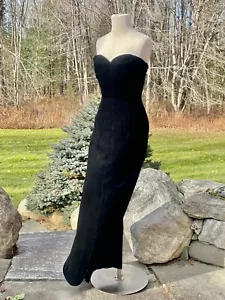 SALE Vintage Adele Simpson Glamorous Black Velvet Strapless Evening Gown - Picture 1 of 12