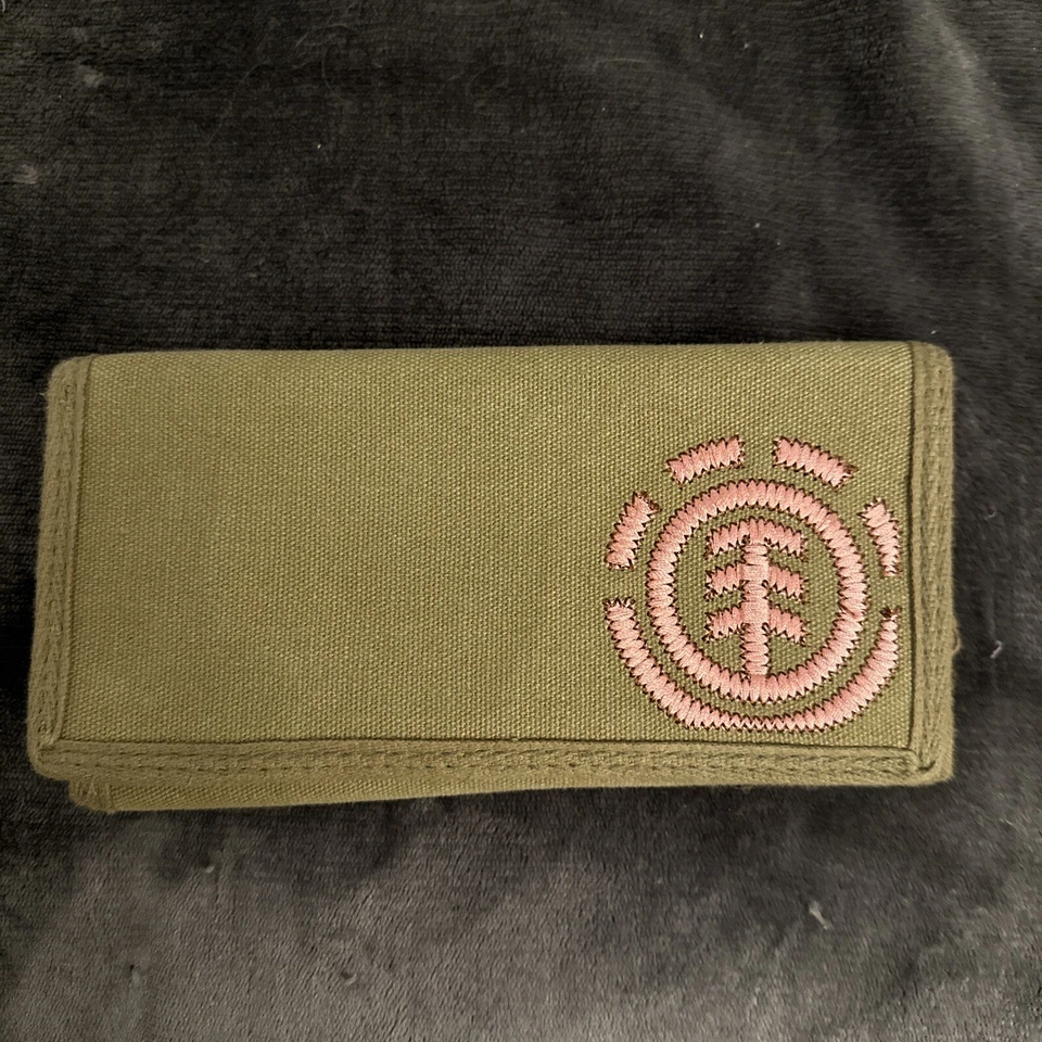 Vtg Element Elementality Tri-Fold Wallet Green Canvas Skate Style Womens Y2K - Image 1 of 4
