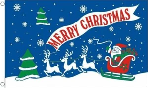 BANDERA AZUL FELIZ NAVIDAD 5 ft X 3 ft - Imagen 1 de 1