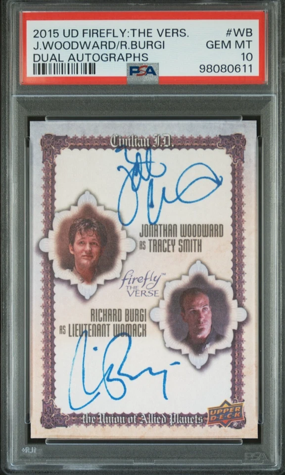 Firefly Dual Auto PSA 10 Woodward Burgi Upper Deck Sci-Fi Pop 4 Card 2015 #8 - Image 1 of 1