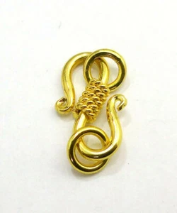 5 PCS 19X12MM SOLID COPPER BALI S HOOK CLASP 18K GOLD PLATED 580 ATL-224 - Picture 1 of 1