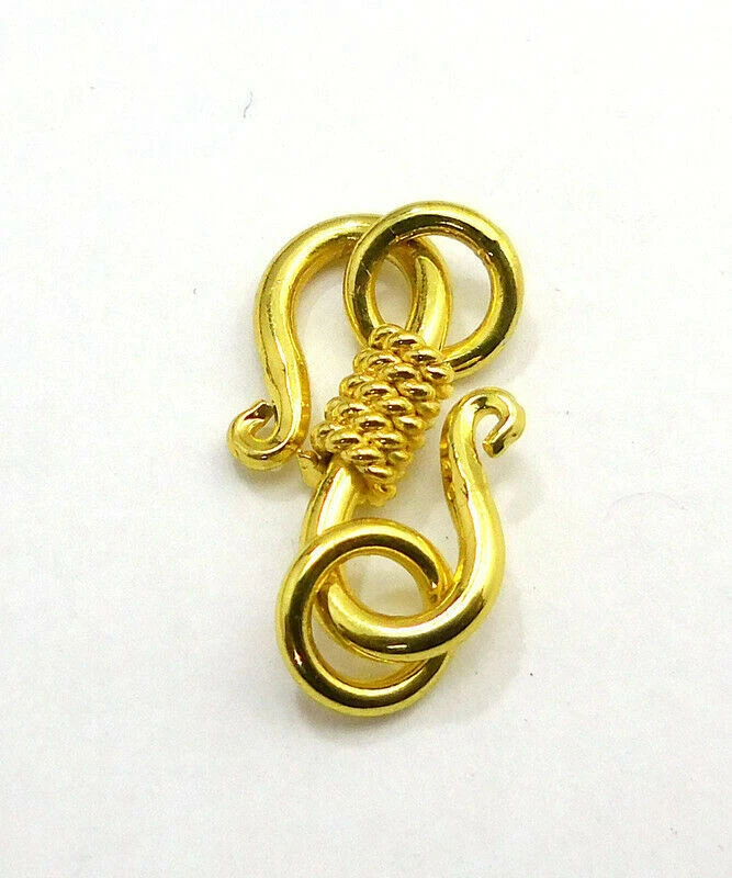 5 PCS 19X12MM SOLID COPPER BALI S HOOK CLASP 18K GOLD PLATED 580 ATL-224 - Image 1 of 1