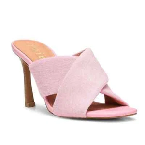 NWOT Joie Luce Stacked Heel Criss Cross Sandals in Pink Terry Sz. 6.5 - Picture 1 of 14