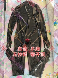 877 Men latex catsuit with toes gloves no zip neck entry ring crotch hole gummi - Picture 1 of 1