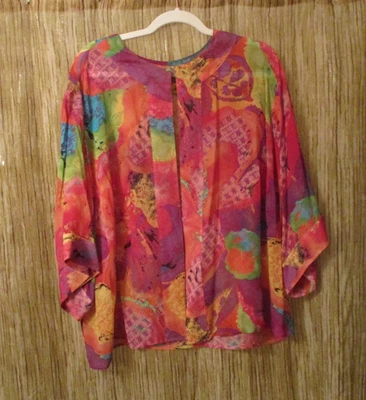 Camisa colorida para mujer LAURA ASHLEY talla 1X 100 % seda Foto 1 de 4