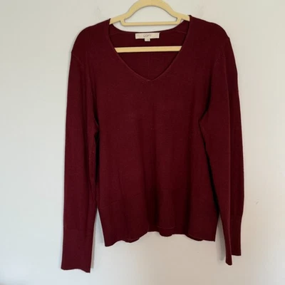 Loft Womens V-Neck Sweater Size XL Maroon Red Soft Cozy Fall Winter - Image 1 of 4