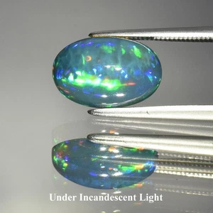 💎 Opale Nero Naturale Cabochon Ovale 2,76ct 12,2x8mm - Gioco di Colori, Gemma Etiopia - Foto 1 di 5