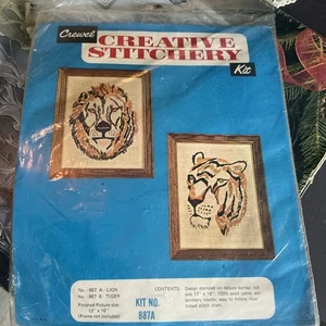 Kit leone crewel vintage cucitura creativa tela deluxe 12" x 16" - Foto 1 di 2