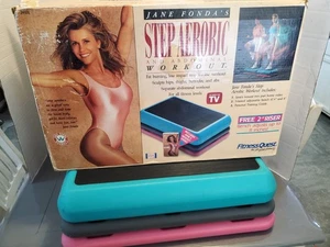 Jane Fonda Fitness Quest Step Aerobics 3 Tier Exercise Stepper No Tape Vtg Usa - Bild 1 von 12