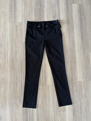 90s Guess by Marciano Pants Black Twill Stretch Belted Womens 4 Gothic Career - Image 1 of 4