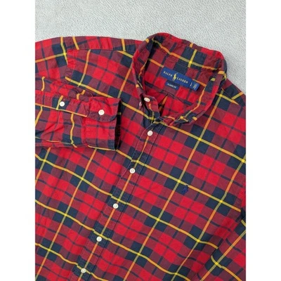 Ralph Lauren Classic Fit Plaid Button Down Shirt Men Size L Red Blue Yellow - Image 1 of 4