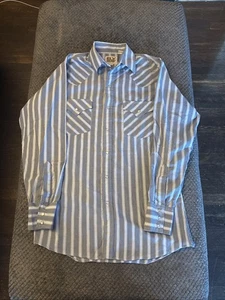 Vtg Western Pearl Snap Ely Cattleman Striped Vintage Pearl Snap Shirt Mens Small - Picture 1 of 8