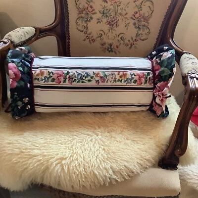 #1 Vintage 1989 J F Stevens French Countryside floral ruffle neck pillow 19.5" - Image 1 of 4
