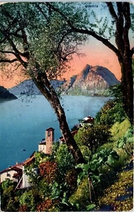 Grandria Village on Lake Lugano, Switzerland  Postcard c1929 - Picture 1 of 2