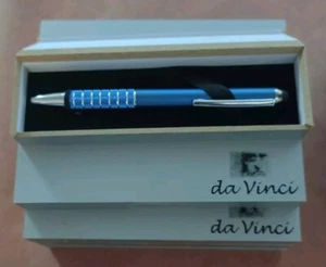 12 - NEW BALLPOINT BLUE DA VINCI INK PEN W/BOX BLACK INK WRITING PEN GREAT GIFTS - Picture 1 of 5