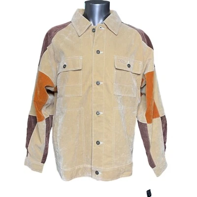 Chaqueta de gamuza para hombre Koman abrigo con botones color bloqueado talla L nueva u Foto 1 de 4