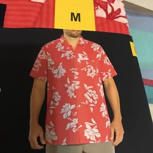 GAP Herren Kurzarm Seersucker Vacay Hemd Gr. Medium Cayenne Blumenfüllung - Bild 1 von 5