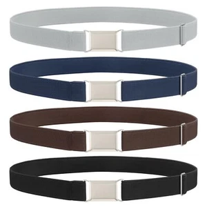 4 Pack Boys Girls Adjustable Belts Kids Elastic Uniform Belt with Silver Buck... - Picture 1 of 7