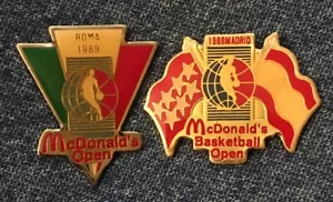 Pin Abierto McDonalds~Lote de 2~NBA~Baloncesto~1988 Roma~1989 Madrid - Imagen 1 de 6