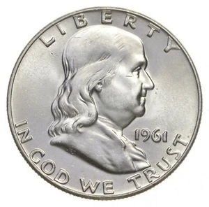 Choice Unc 1961 D Franklin Half Dollar Gem BU From Original Roll - Picture 1 of 3