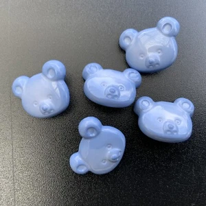 New Set Of 5 Kids Teddy Bear Head Novelty Shank Buttons Plastic 5pc Blue - Picture 1 of 6
