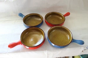 MCM SET OF 4 Vintage handmade Baldelli Vulcania ITALY bowls red blue Marked - Picture 1 of 10