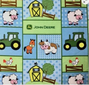 1 Yard John Deere Baby Barn Yard Patch Cotton Fabric Springs Creative Farm - Picture 1 of 2