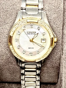 Citizen Eco-Drive Women's Diamond Accents Gold Tone Bezel 26mm Watch EW1824-57D - Picture 1 of 12