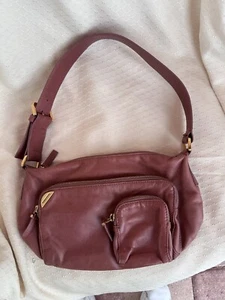 Francesco Biasia Ladies Muted Red / Deep Pink Leather Handbag Shoulder Bag Y2K - Picture 1 of 16