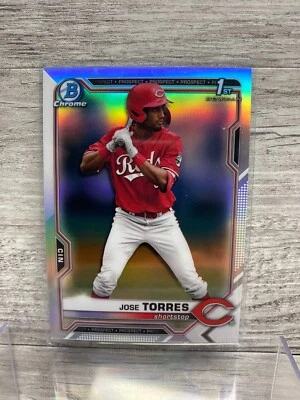 2021 Bowman Chrome Draft Prospect Refractor #BDC-125 Jose Torres Reds 1st - Image 1 of 2