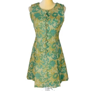 Vintage 1960"s Women’s Dress Size S Small Floral Fabric Buttons Pleated Sleevess - Picture 1 of 12