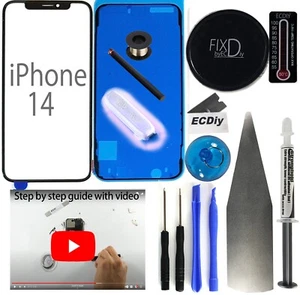 Kit de repuesto de pantalla frontal de vidrio solo para Apple iPhone 14 herramienta guía completa - Imagen 1 de 13