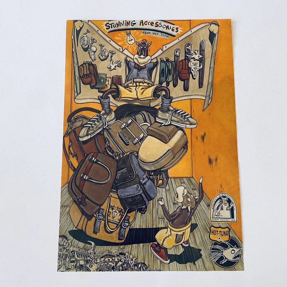 Hot Tuna Vintage Surf Wear Poster 1990s Rare Print Ad Hot Tuna 90s Accessories - image 1 of 4