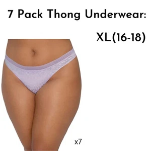 Women's Secret Treasures 7 Pack Purple Lace Thong Underwear Set Size XL 16-18 - Picture 1 of 1