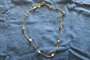 Vintage Park Lane Signed 17" Adj Necklace Venetian Type Beads Gold Tone Chain - Picture 1 of 2