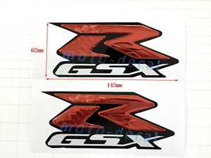Raised 3D Chrome GSX-R 600 GSXR 750 GSXR1000 Emblem Red Decal Tank Sticker Bling - Picture 1 of 5