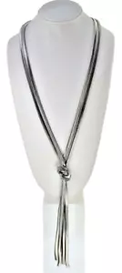 Lariat Express Collar Plata Oro Blanco Borla Serpiente Cadena Larga Diseñador Nuevo - Imagen 1 de 4