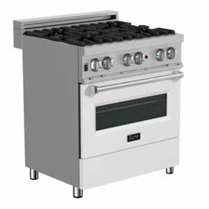 ZLINE 30" DUAL FUEL RANGE OVEN GAS ELECTRIC STAINLESS WHITE DOOR RAS-WM-30 - Picture 1 of 10