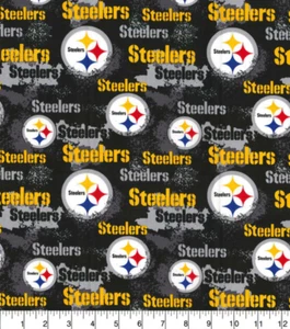 Steeler Distressed Retro Cotton Fabric - Picture 1 of 3