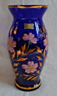 Vase peint à la main en émail bleu cobalt Ergmann République tchèque doré