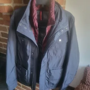 Vintage Tommy Hilfiger Motorcycle Stule Jacket In Navy With Burgandy Zip In.. - Picture 1 of 10
