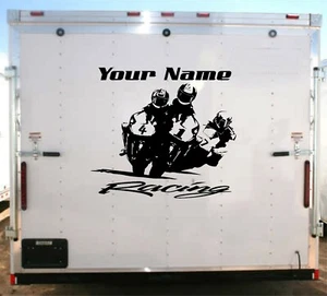Calcomanías de remolque de carreras Your Team Name grandes hasta 60""L x 28"" de alto motocicleta 01 - Imagen 1 de 3
