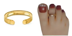 Gold Zehenring 14k Gold breiter Zehenring Gold Zehenring verstellbar Zehenring für Damen - Bild 1 von 4